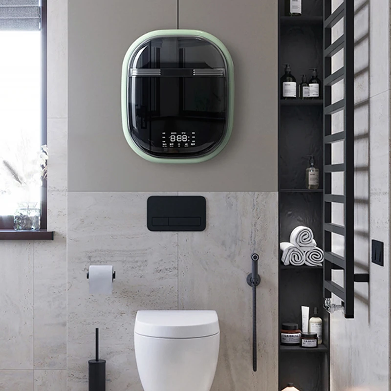 Wandmontierte Waschmaschine 2,8kg Waschkapazität Automatische Mini-Waschmaschine für Unterwäsche und Babykleidung mit Trocknerfunktion