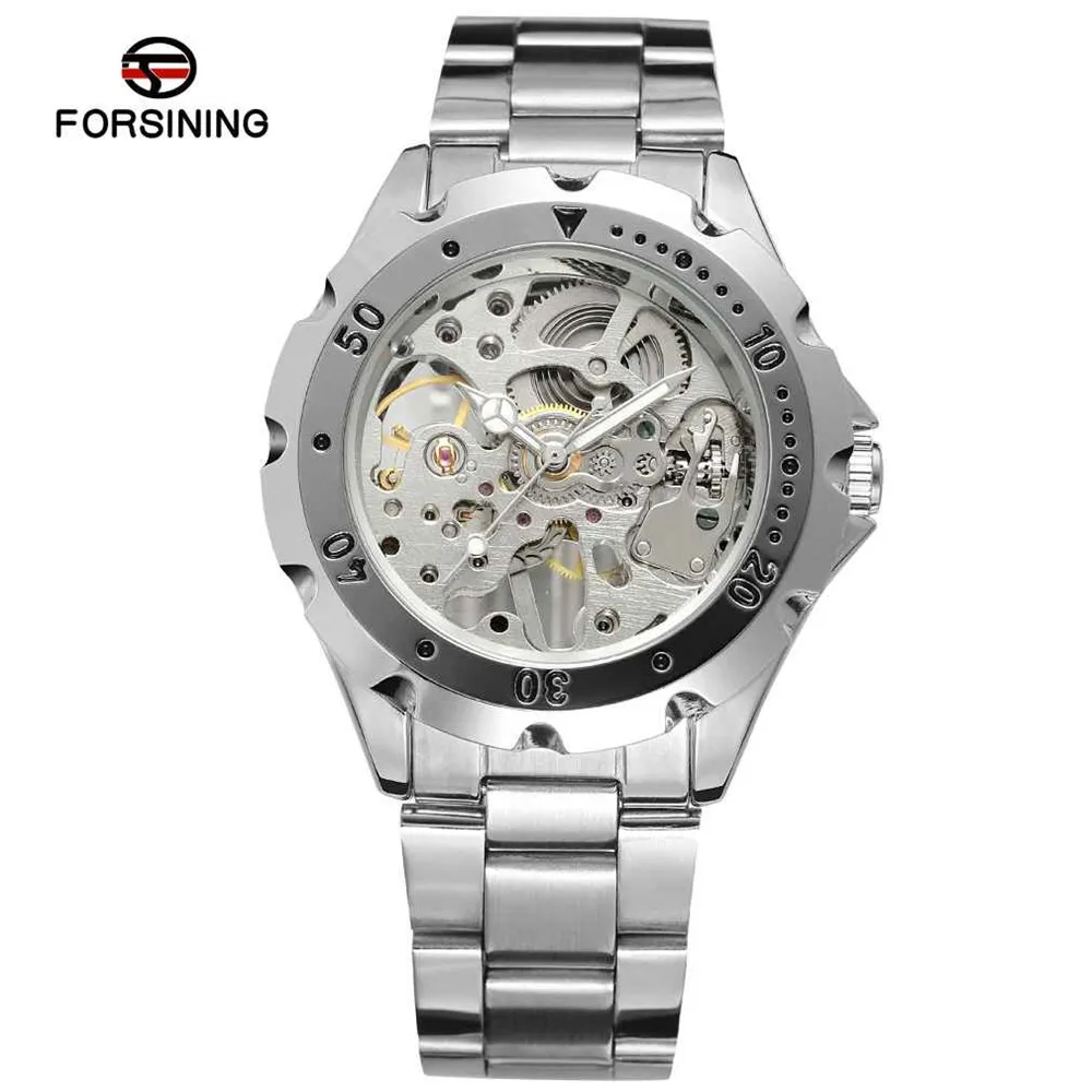 Fashion Forsining Top Brand Men Women Watches Luxury Skeleton Lady Clocks Hand Wind Mechanical Dress Lover Female Watch Gift