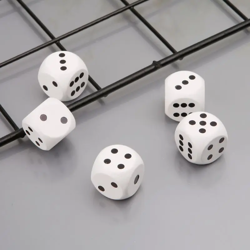 5Pcs 20mm White Black Spots Digital Dice 6 Sided Wooden Dice Children Puzzle Dice Toy Board Game Props KTV Bar Dice Kit 24BD