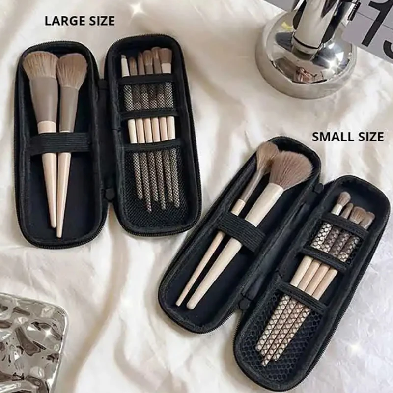 1pc Black Cosmetic Bag Waterproof Double Zipper Makeup Brushes Case Women Storage Bags Portable Travel Brush Holder Makeup Case