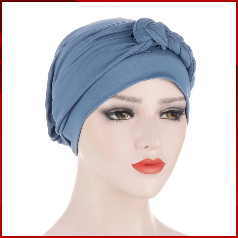 

2024 New Spot Arabic Side Braid Multi Color Soft Headband Hat Middle Eastern Muslim Flat Brim Headband Hat