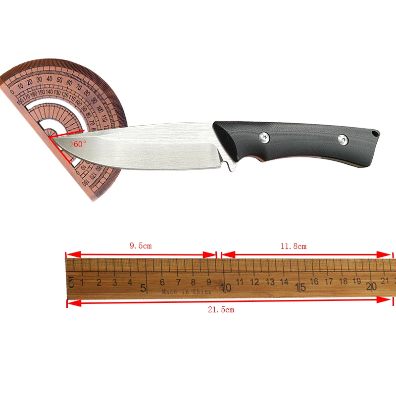 

D2 Steel G10 Handle Fixed Blade Knife for Outdoor Survival Camping Hiking - Portable Multi-Tool with Sheath