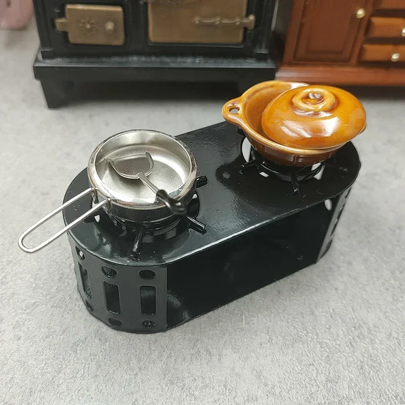 Dollhouse Mini Simulation Alloy Hearth/Pan/Stock Pot Set Miniature Kitchen Toys  Furniture Accessories