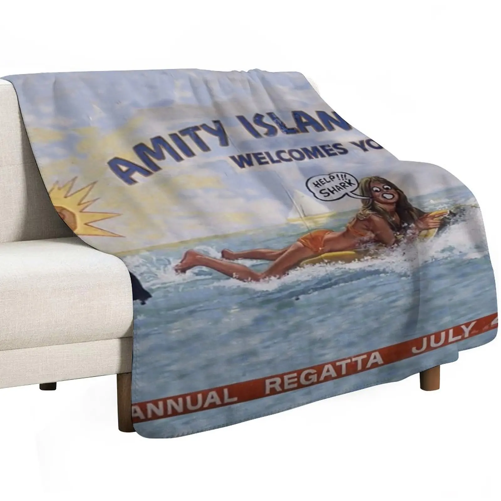 Welcome To Amity Island Throw Blanket blankets and throws Bed Cute Winter beds Hair Warm Blankets