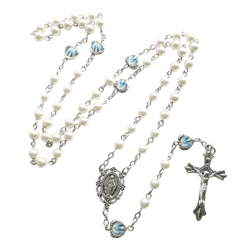 Cross-Necklace Catholic Chain Rosary Necklace Jewelry Holy Land Religious Gifts