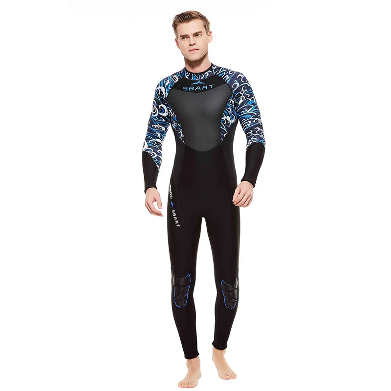 Sbart Full Body 3mm Male Female Wetsuit Neoprene Nylon Scuba Dive Print One-piece Sun Protection Thicken Diving Suit for Snorkel