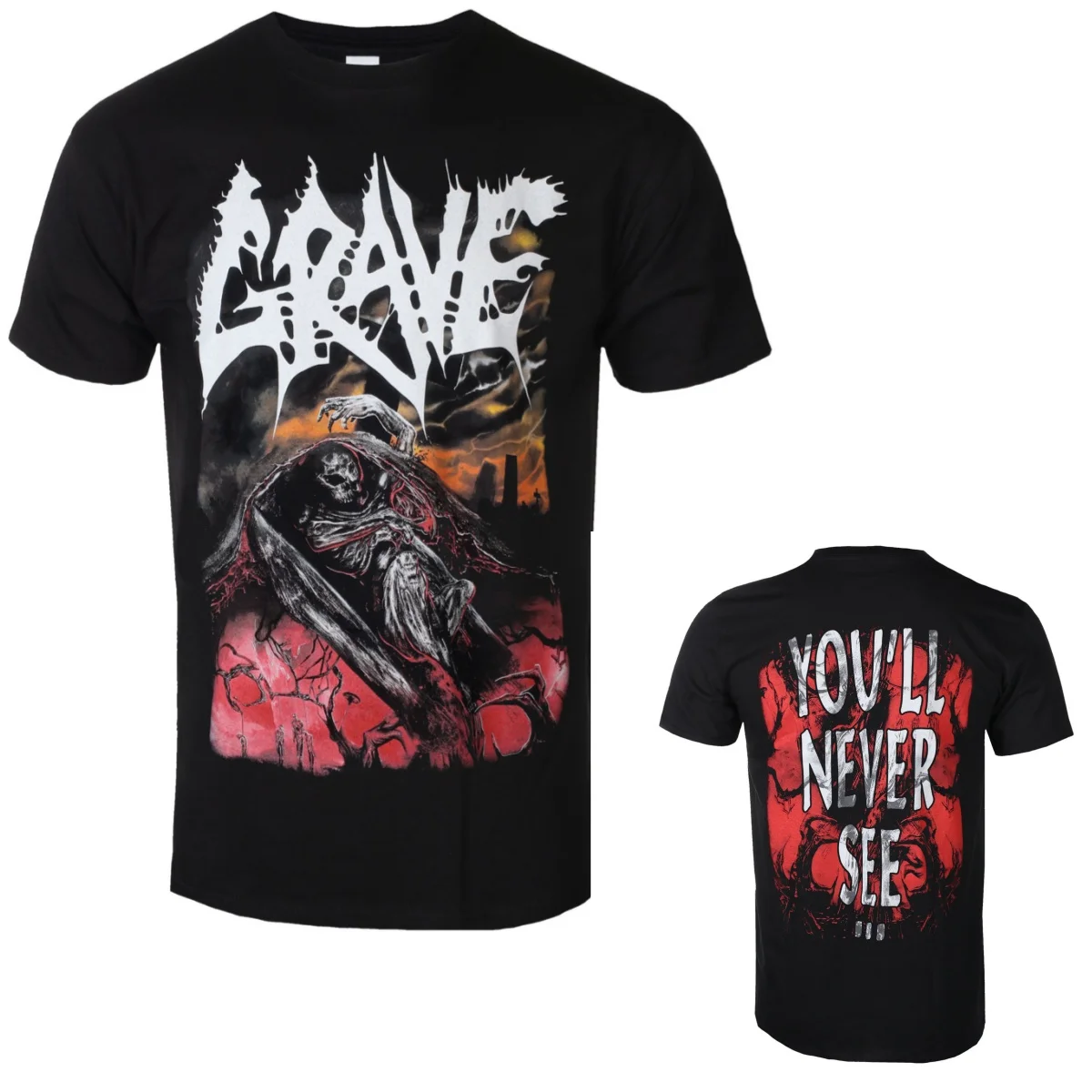 Grave Graphic Cotton Band T-shirt Unisex Summer Short Sleeve Fashion Brand Tee Luxury Casual Vintage Tees