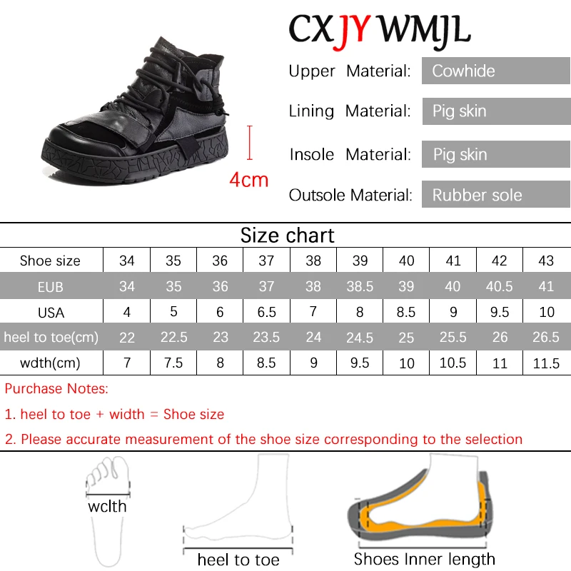 CXJYWMJL Cowhide High Top Sneakers Women Autumn Winter Casual Vulcanized Shoes Genuine Leather Ladies Platform Sneakers Lace-up