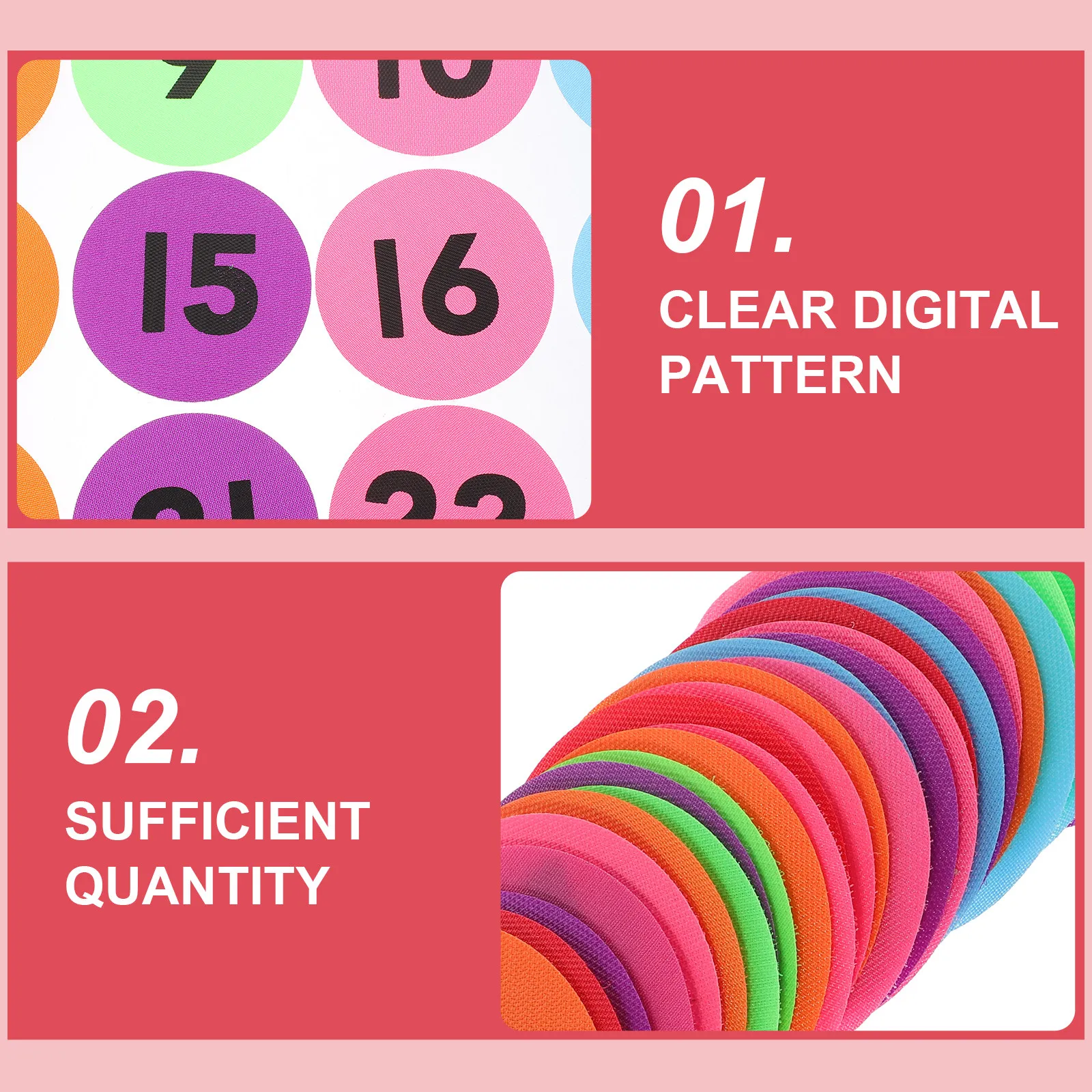 36Pcs Self-Adhesive Number Stickers Carpet Markers for Classroom Floor Colored Line Up Spots Organizing Classification