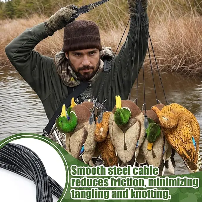 Duck Decoy Rig for Waterfowl Hunting - 3M Outdoors  Rig Line Accessories Coated Tangle Free Cable Decoy Anchors for Duck Hunting