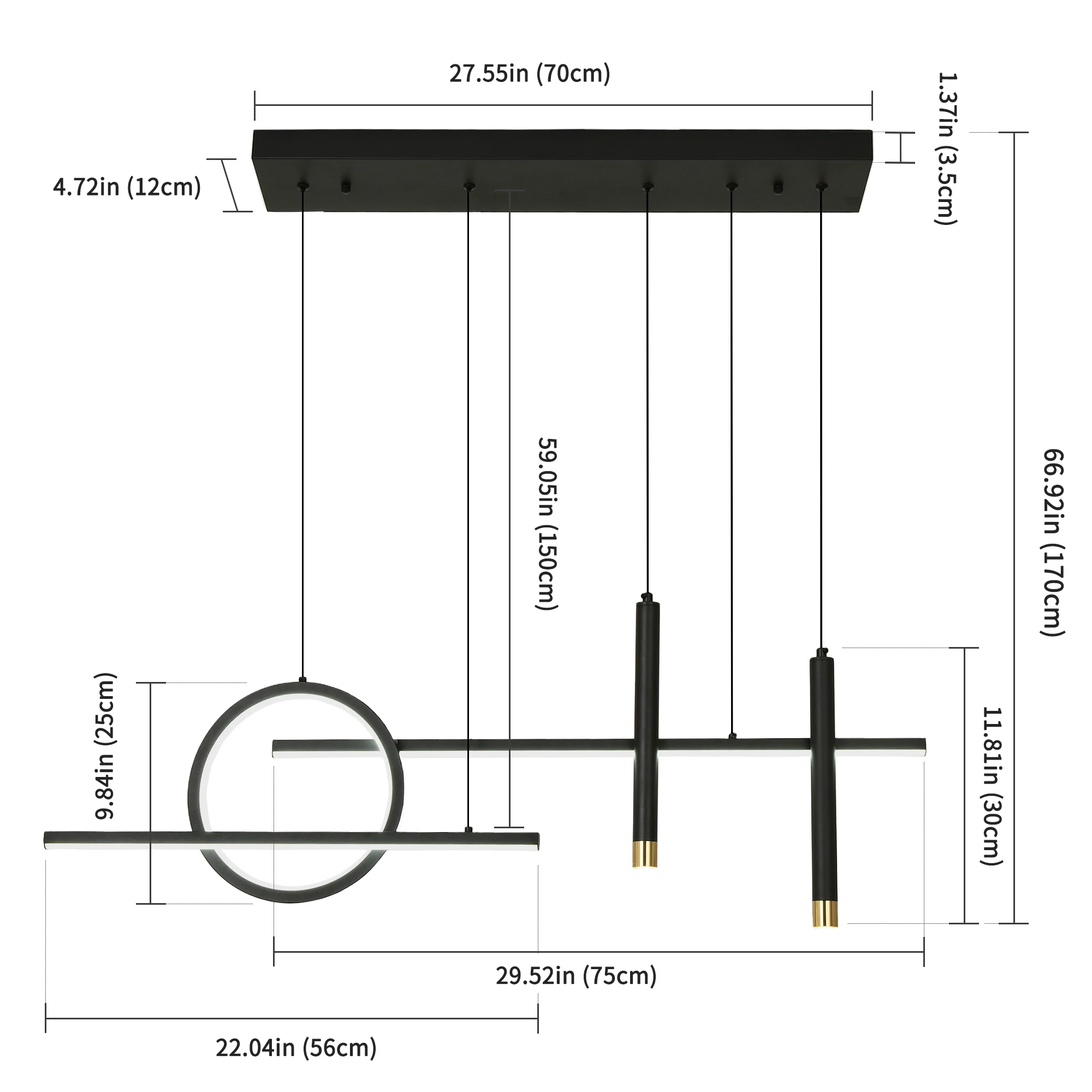 Lámpara colgante LED geométrica, lámpara de araña moderna para isla de cocina, comedor, dormitorio