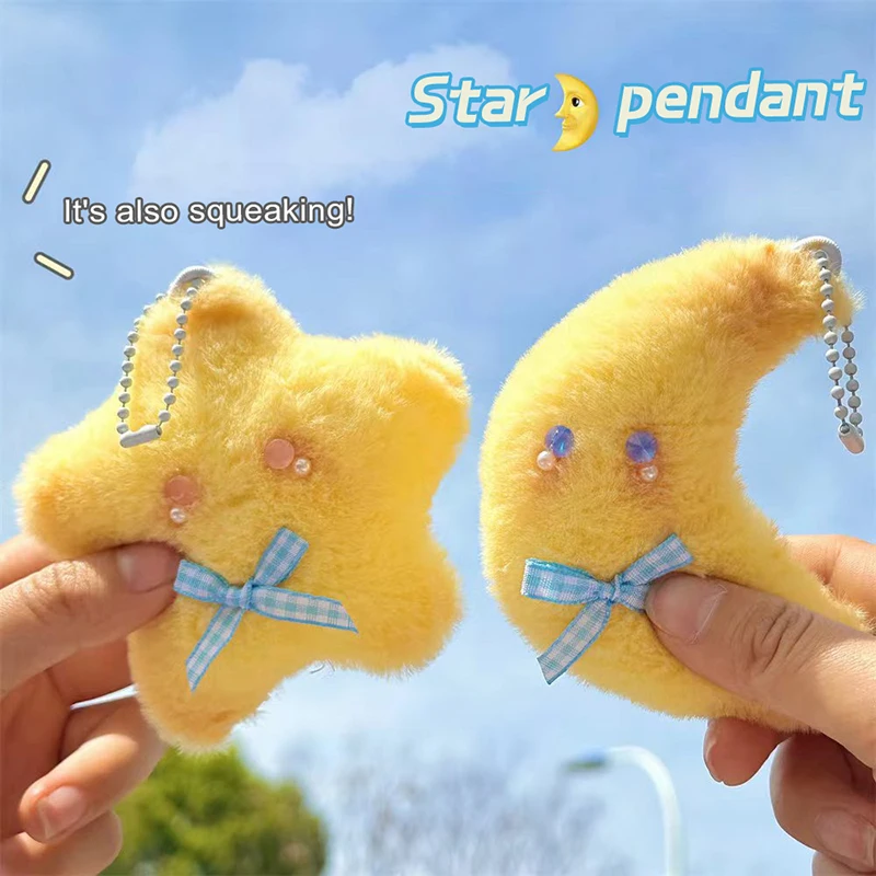 

Cute Plush Toy Stars Doll Squeak Keychain Fluffy Soft Stuffed Toy Backpack Bag Pendant Charms Adorkable Gift For Kids Girlfriend