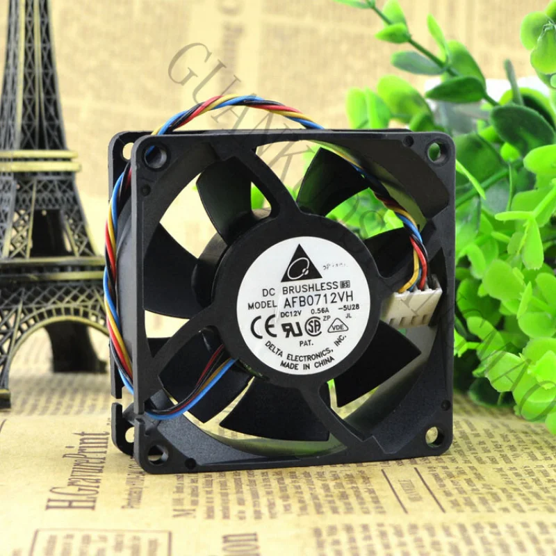 HJY  1 PCS  Delta Fan AFB0712VH  DC 12V 0.56A 7025 7cm 4 pin Chassis   Cooling Fan