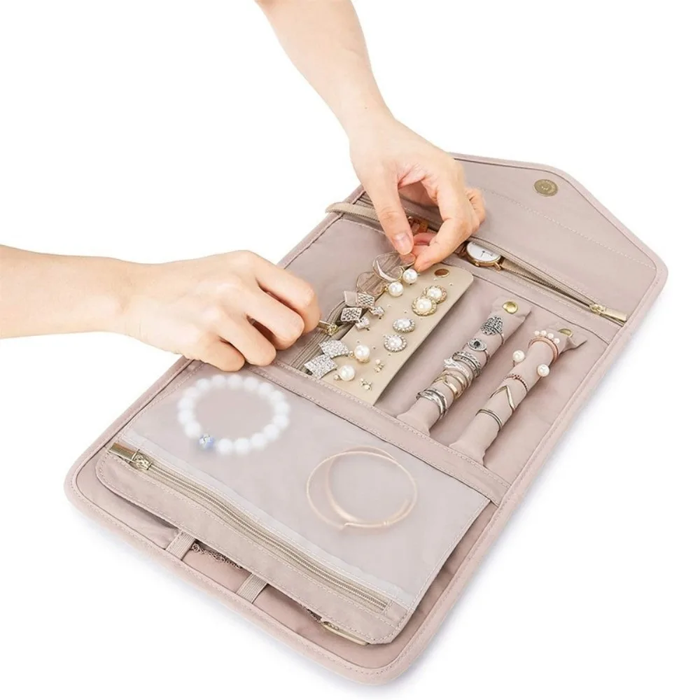 Foldable Portable Travel Jewelry Bag Necklace Earrings Jewelry Case Organizer Rings Packing Bag Journey Storage Bags