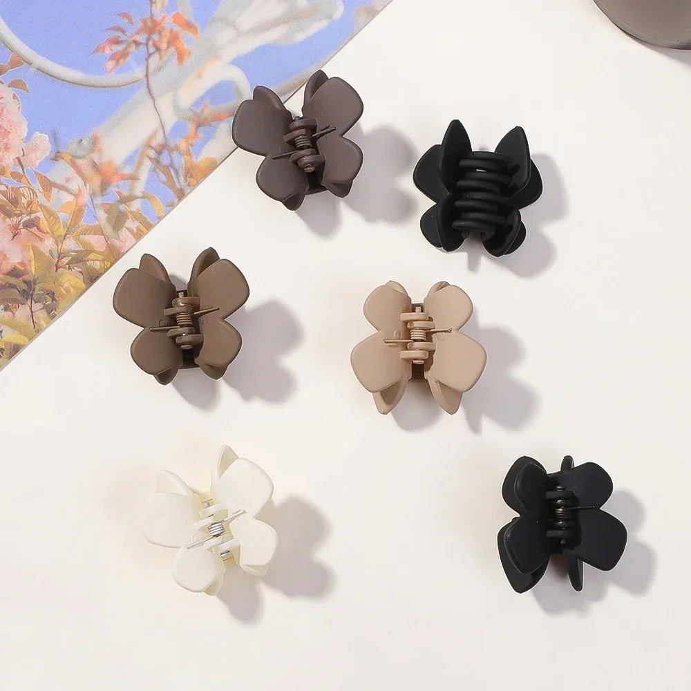 Mini pinces à griffes papillon pour femmes et filles, pinces à mâchoires non aldes, beige, ingent, marron, noir, optique fine, accessoires pour cheveux, 6 pièces