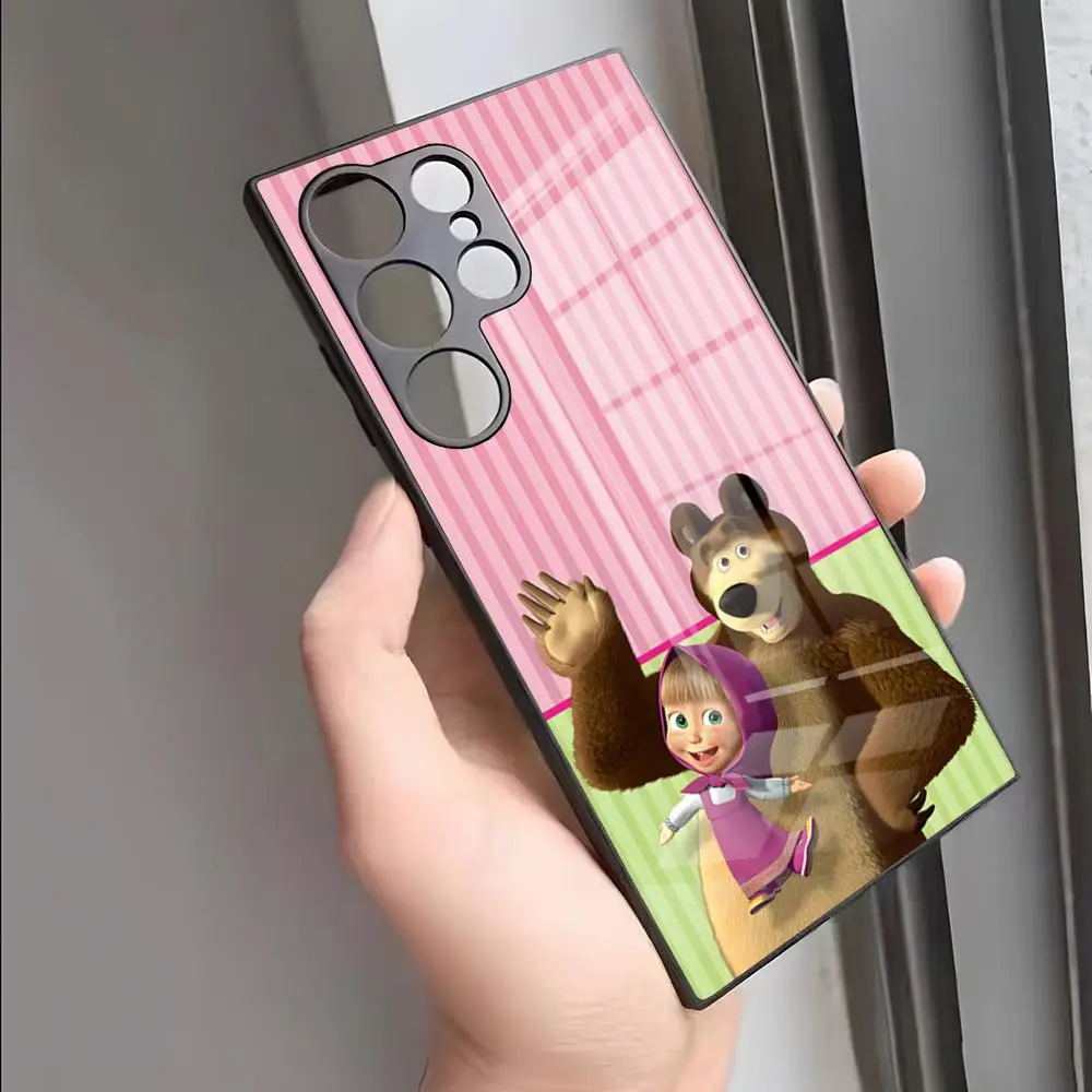 M-Masha And The B-Bear Phone Case For S25 Ultra Samsung S26 S24 Fe S22 S20 S21 23 Plus Galaxy A54 A34 A53 A16 Glass Cover