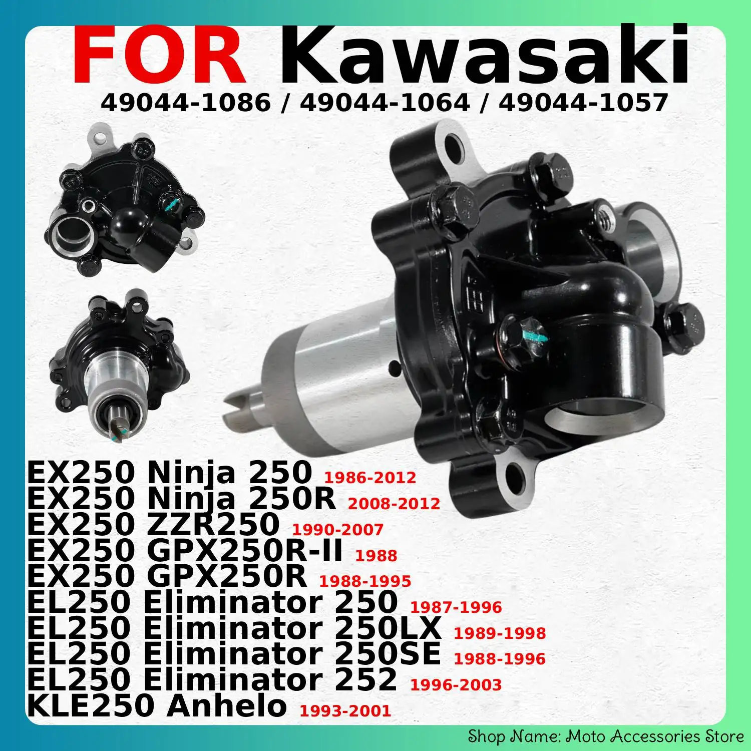 Fit for Kawasaki EX250 Ninja 250 250R ZZR250 GPX250R-II GPX250R Motorcycle Water Pump Engine Radiator Pump 49044-1086 49044-1064
