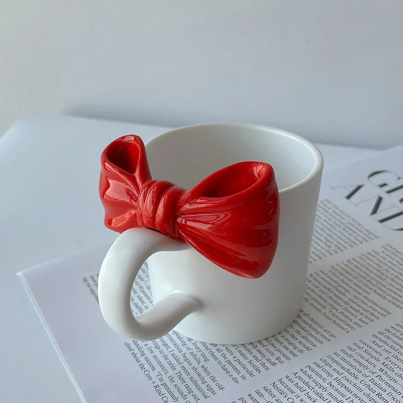 

ins: wind bow mug, girly heartfriend, birthday gift, girlfriend, niche, high-end coffee cup