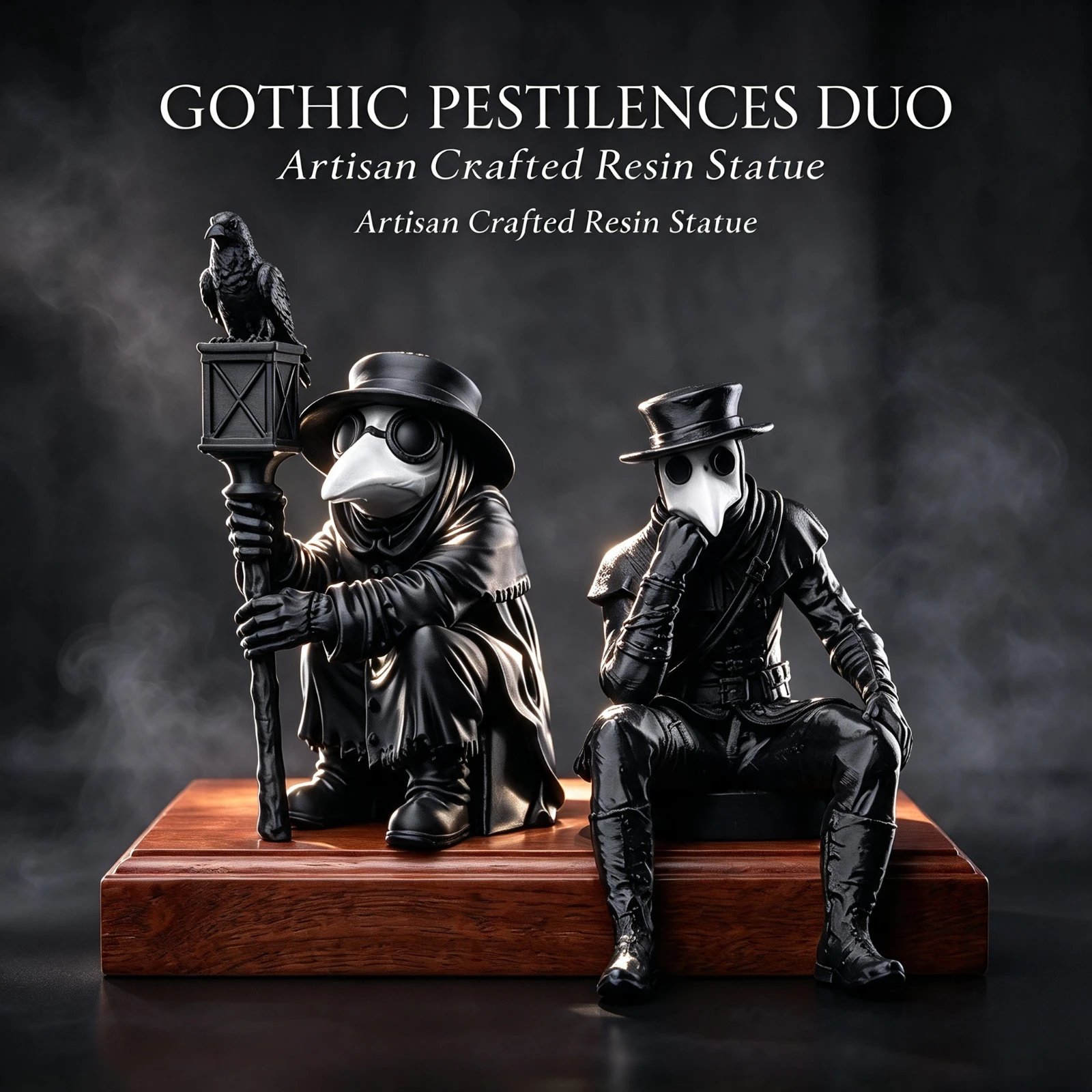 Gothic 3D Printed Plague Doctor, Statue Resin Figurine Black Raven, Skull Mask Halloween Desktop Ornament, Home Decor Gift For M