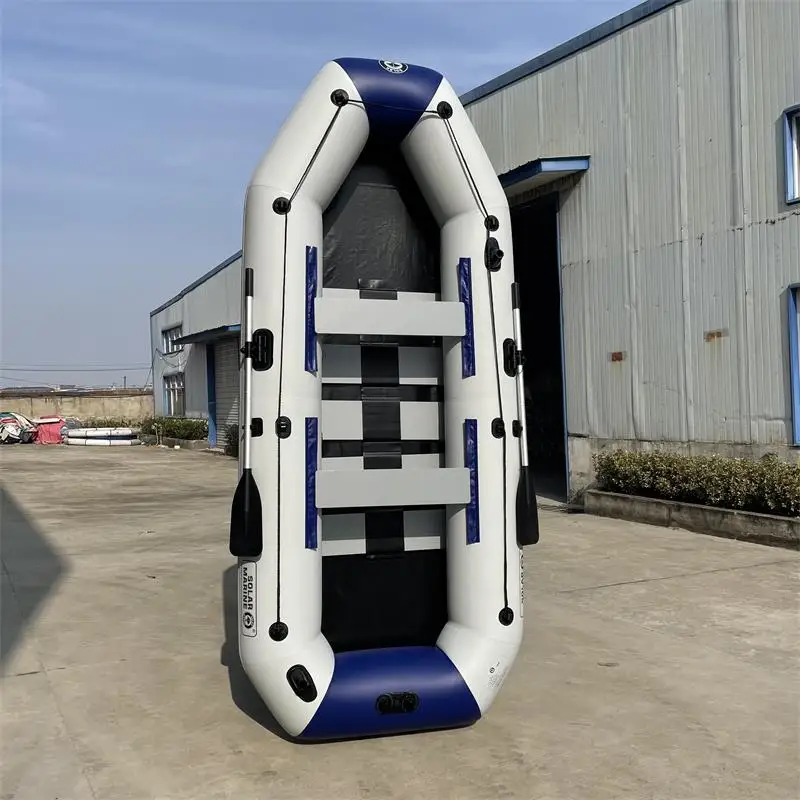 4 Person PVC Inflatable Fishing Boats 10ft Folding Rowing Kayak Dinghy Slat Floor Kayak With Rod Holder and Air Pump