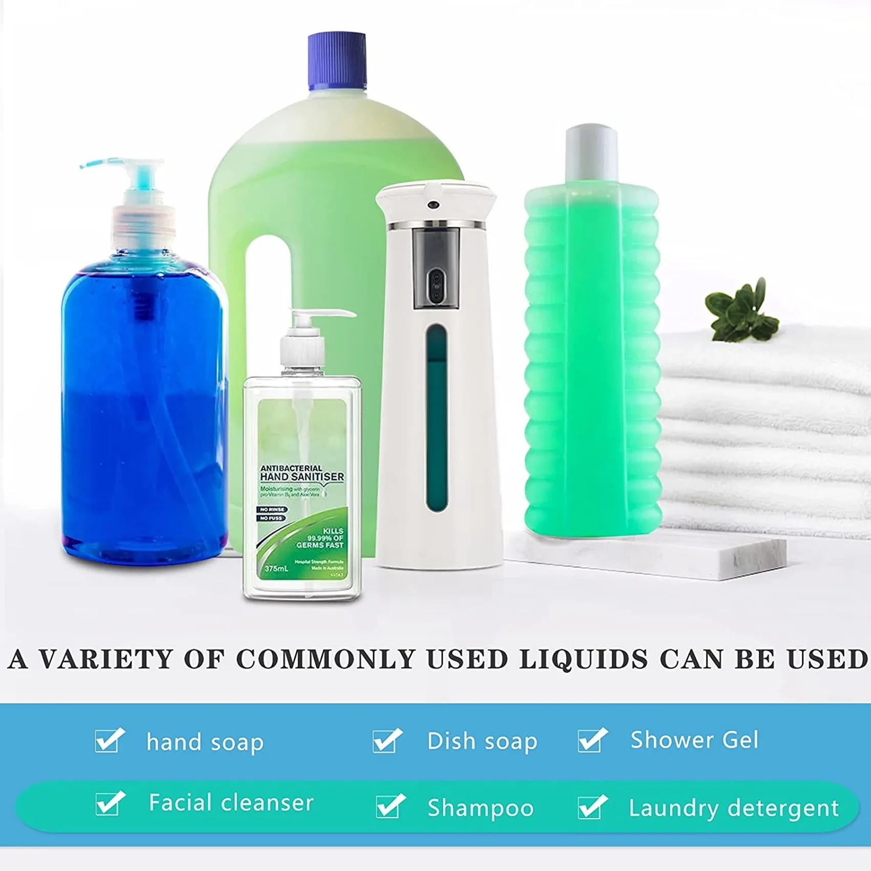 

Дозатор мыла ABHI, 350 мл, автоматический дозатор мыла, подходит для всех жидкостей, инфракрасный датчик, IPX6, водонепроницаемый, подходит для дома