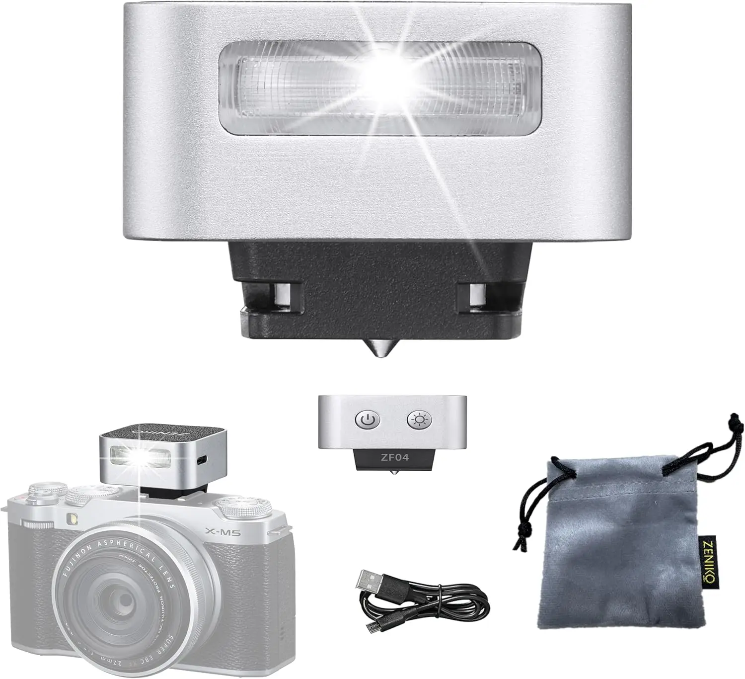 

ZF04 Mini camera flash Speedlite 2 power level, full power CCT 6500k ±200k with universal hot shoe, 3s quick recycle, for Sony/C