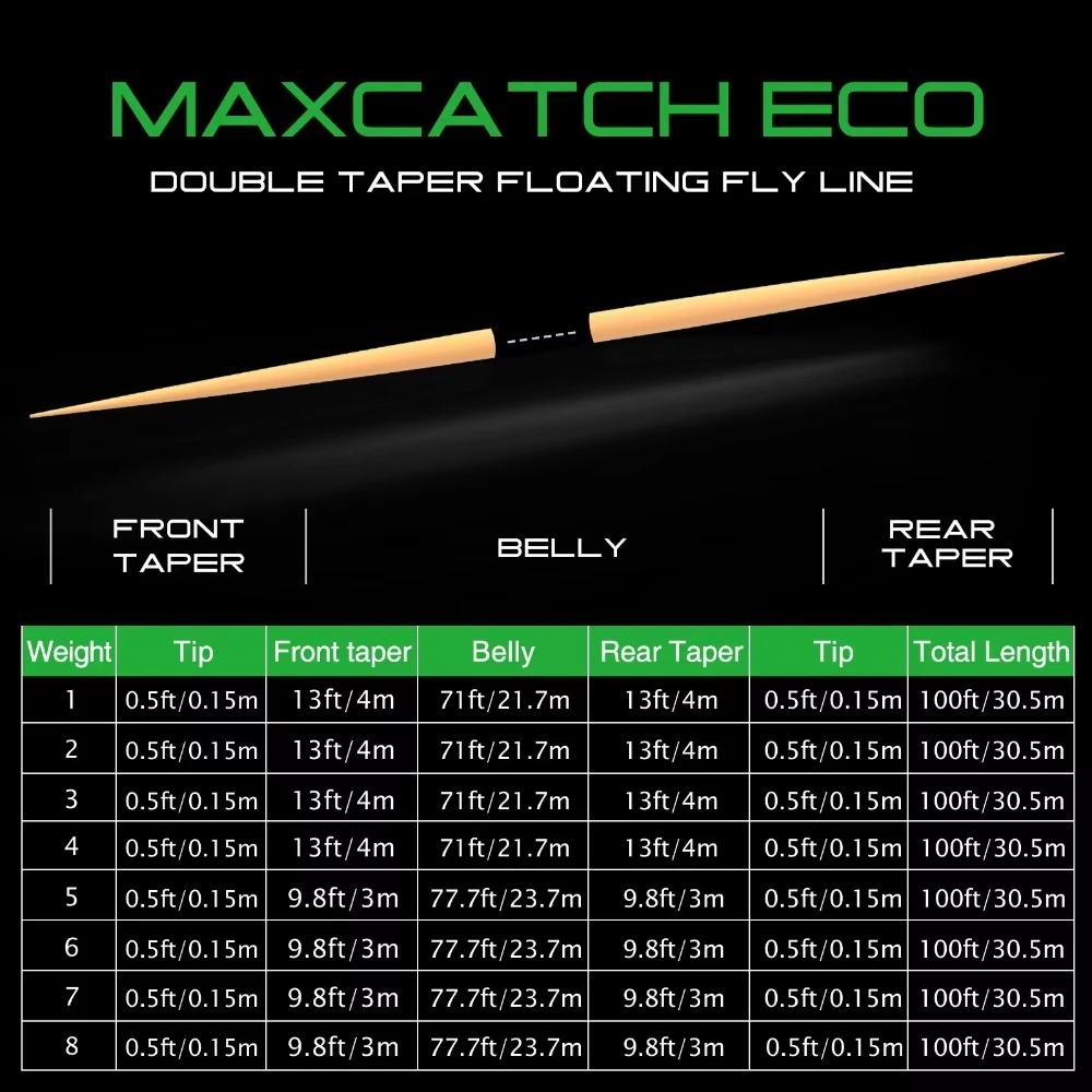 MAXCATCH 2pcs Double Taper Fly Line Floating 2-8 WT Fly Fishing Line with Welded Loops Smooth Casting Trout Bass