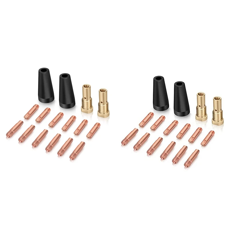 

16PCS Flux Core Gasless Nozzle Tips Kit K3493-1, Contact Tips & Gas Diffusers With Century FC90/80GL Titanium