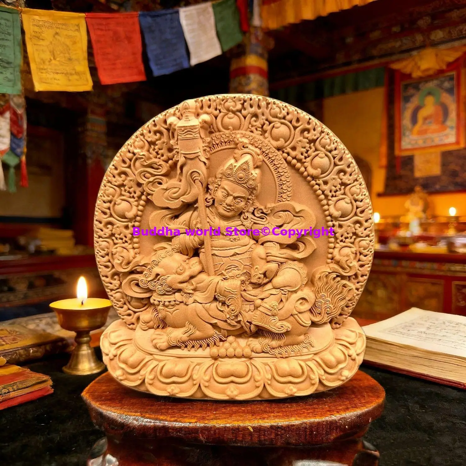 Vaisravana Heavenly King of Wealth Jambhala Tibet Handmade clay Buddha Holy tsha-tsha Buddhist temple lama monk worship 10cm