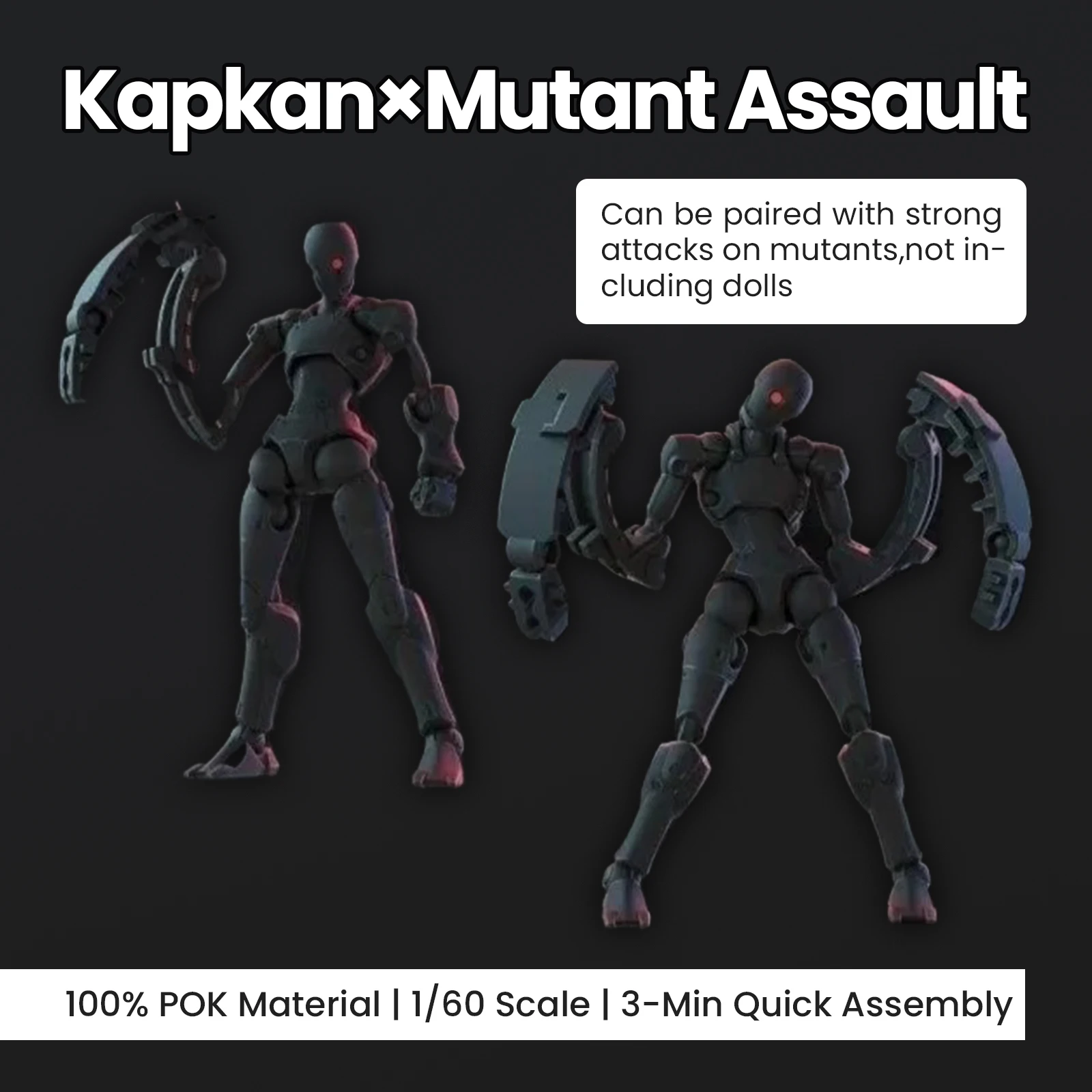 Sheik Mainland 3MIN Series Kapkan Mecha 1/60 Scale Model Kit 2PCS/Box POK Material Black/White Option Sci-Fi Action Figure Gift
