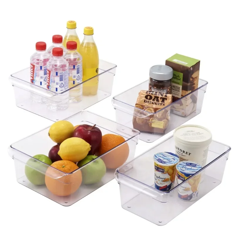 

Hot Sale.NEW Clear Plastic Fridge Organization Bin 4-Pack Set, Various Sizes-Home