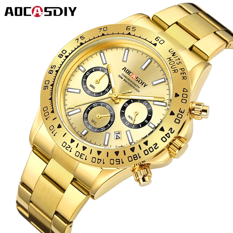 AOCASDIY Original Brand Fashion Men's Watch Multi-Functional Six-pin Calendar Stainless Steel Business Men's Waterproof Watch