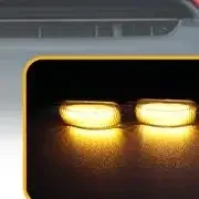 العالمي سيارة الجبهة LED النهار تشغيل ضوء مصبغة ضوء LED الأبيض/الأصفر ضوء عين النسر مصباح لطرق الوعرة بيك اب الجذع سيدان