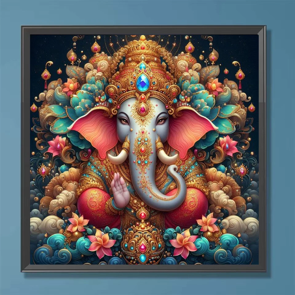 5D DIY Diamond Painting Ganesha Hindu Full Square Round Diamond Embroidery Mosaic portrait Living Room Wall Decor ﻿