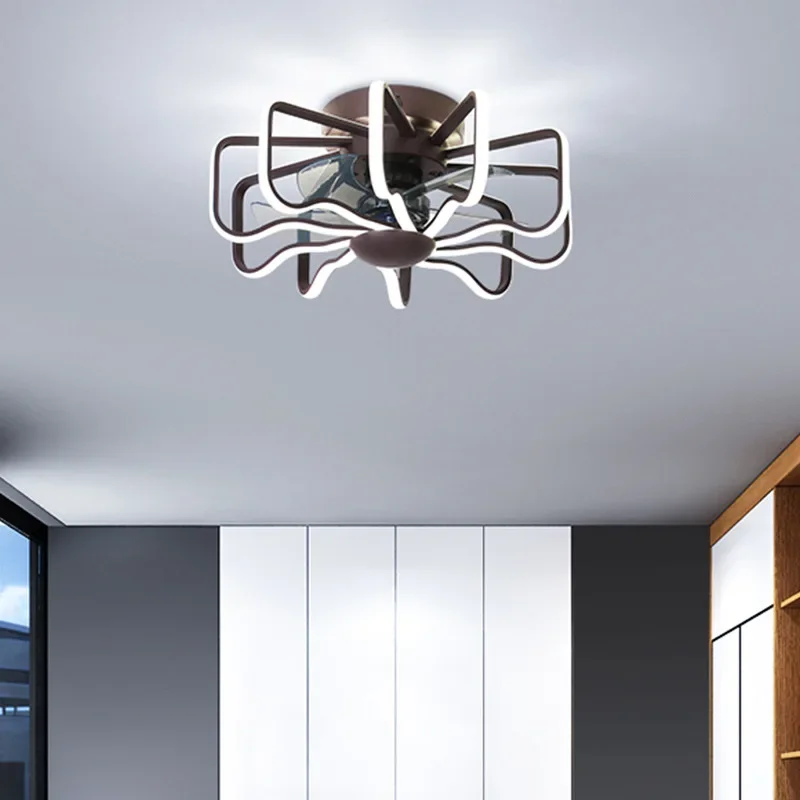 Nordic modern ultra-thin ceiling fan lights for bedroom minimalist low-floor invisible fan lamp fixtures