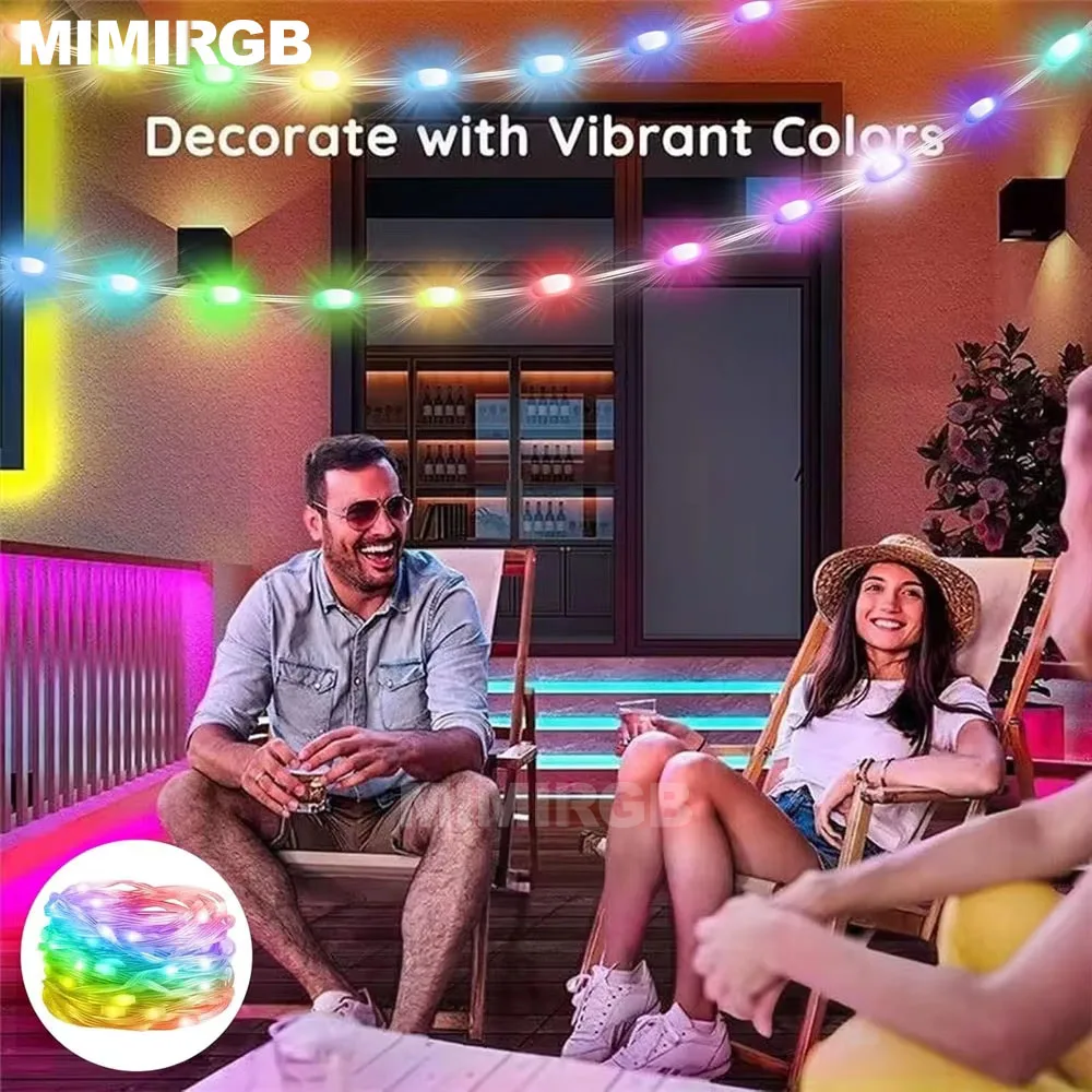 أضواء شجرة عيد الميلاد 20 متر سلسلة أضواء الجنية ث/التحكم في التطبيق مزامنة الموسيقى 12 طرق IP65 مقاوم للماء USB بالطاقة لعيد الميلاد ديكور المنزل