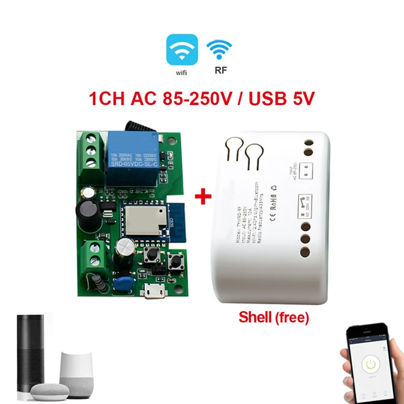 Tuya Smart Wifi Switch AC85-250V Relay Module Switch Module AC85-250V Self-Locking Timering Receiver-A09I