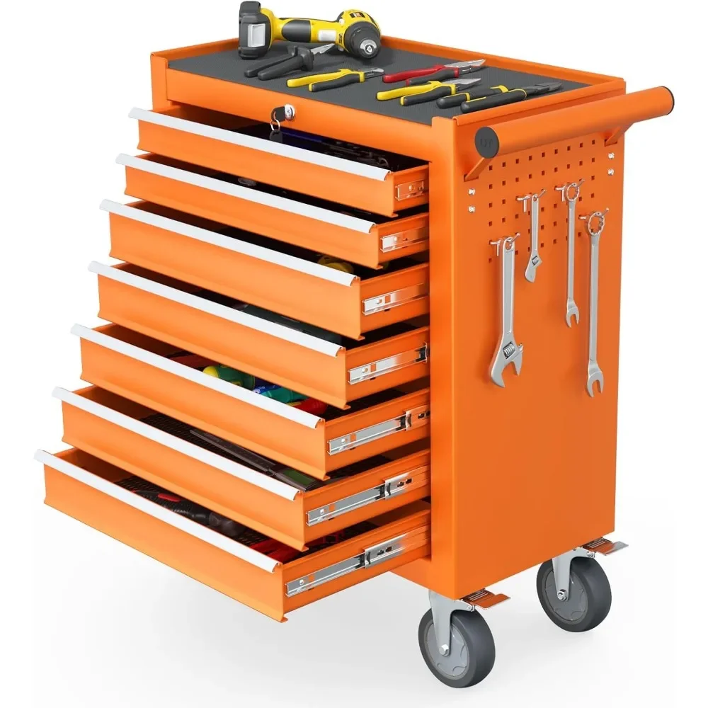 

7-Drawer Rolling Tool Chest w/ 4 Wheels – High Capacity Mobile Tool Storage Cabinet for Workshop & Garage"​