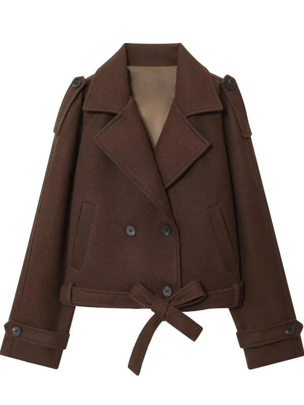 เสื้อโค้ทผู้หญิงแฟชั่น แขนยาว ทรงเรียบง่าย สไตล์ฤดูใบไม้ร่วง รุ่นใหม่ล่าสุด พร้อมเข็มขัด คอปกสูท ดีไซน์อเนกประสงค์ สำหรับสุภาพสตรี...