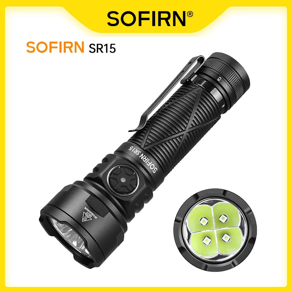 Sofirn SR15 Powerful Flashlight 4500lm Long Range 510m USB C Reverse Charge Torch IP68 Waterproof for Camping Fishing Exploring