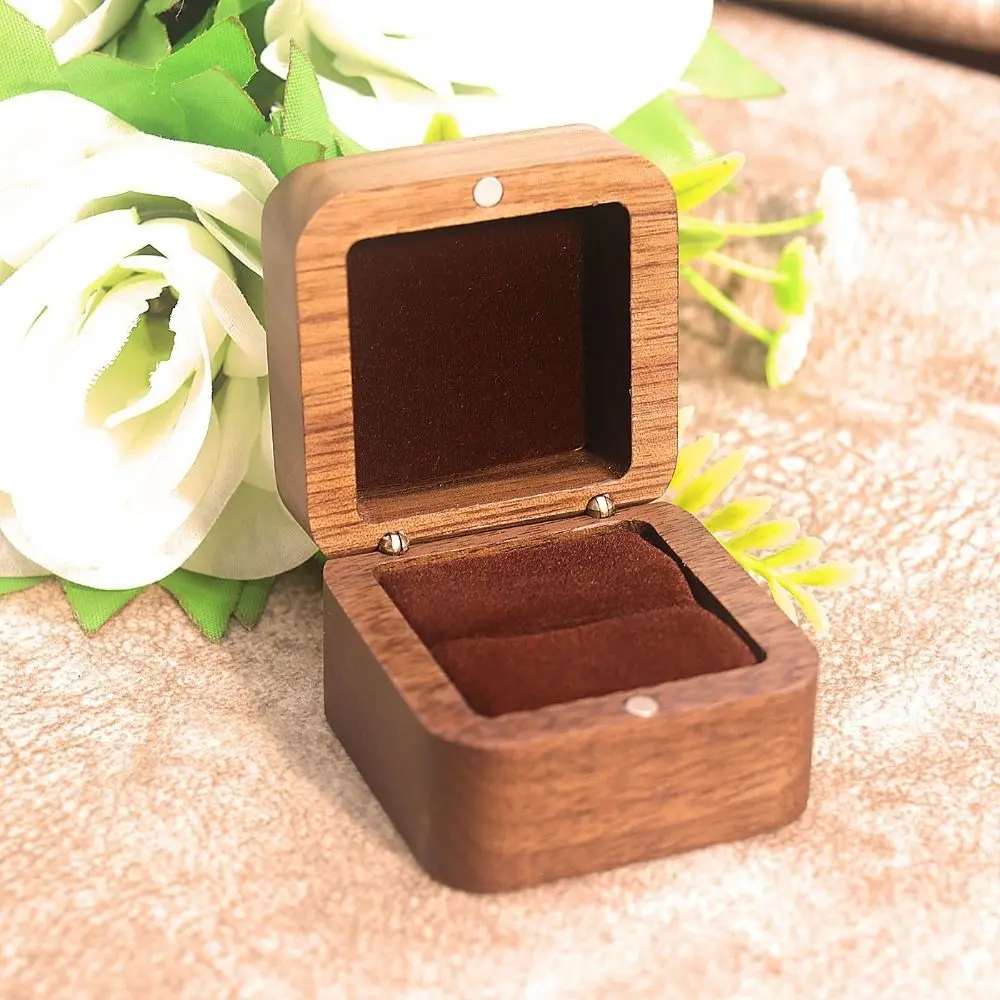 1/2 Slots Spade Wood Rings Holder Luxury Square Rings Bearer Box Wedding Storage Rings Display Case Marriage Anniversary