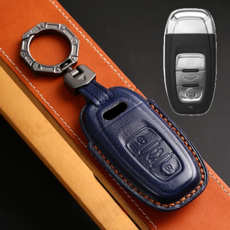 

1pc Leather Car Remote Smart Car Key Cover Case Shell For Audi A1 A3 A4 A5 A6 A7 A8 Quattro Q3 Q5 Q7 2009-2015 Accessories