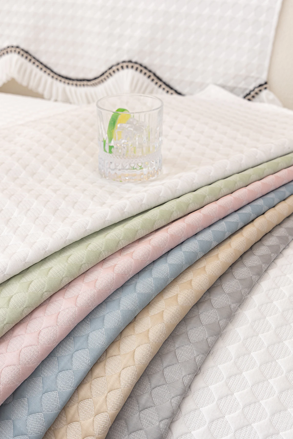 1pc Cool Feeling Sofa Cushion Cover Nordic Simple Non-Slip Furniture Protector Knitting Polyester Sofa Cushion for Living Room