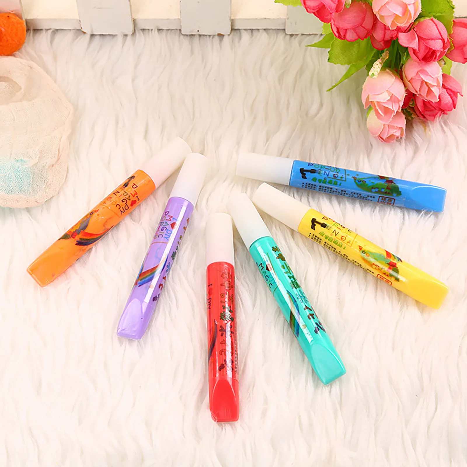 DIY Bubble Popcorn Drawing Pens Magical Puffy Pen 6 Color Puffy Bubble Pen 3D Art Pen Creative Markers For Children Drawing