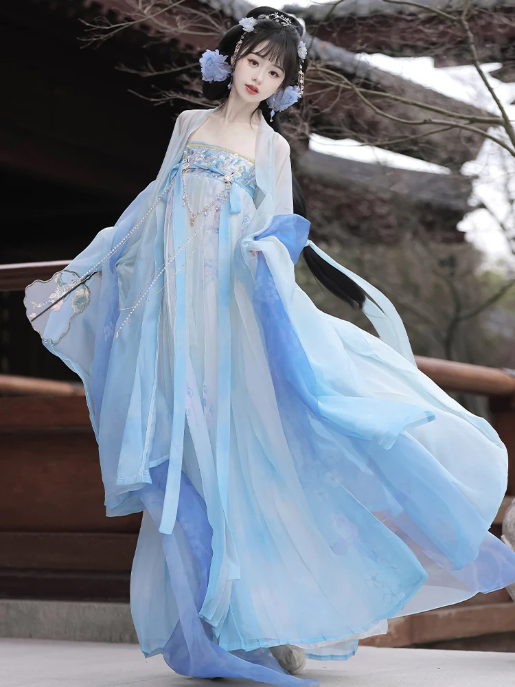 고대 공주 전통 Hanfu 댄스 요정 의상 중국 Hanfu 여성 현대 한 왕조 댄스 착용 코스프레 옷