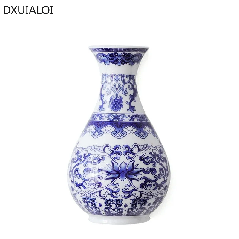 Ceramic vase antique blue and white porcelain flower arrangement vase living room wall hanging vases 1pcs flower pot  home decor