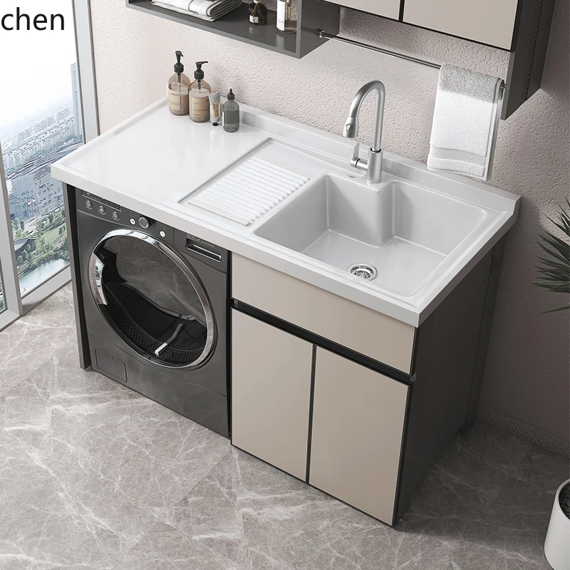ZML washing machine cabinet combination  table basin with rubbing board integrated laundry cabinet significant other combination
