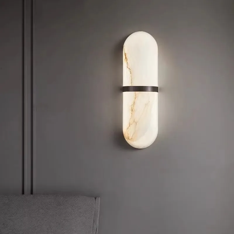 

Postmodern minimalist all-copper marble luxury wall lamp living room bedside hotel room bathroom application