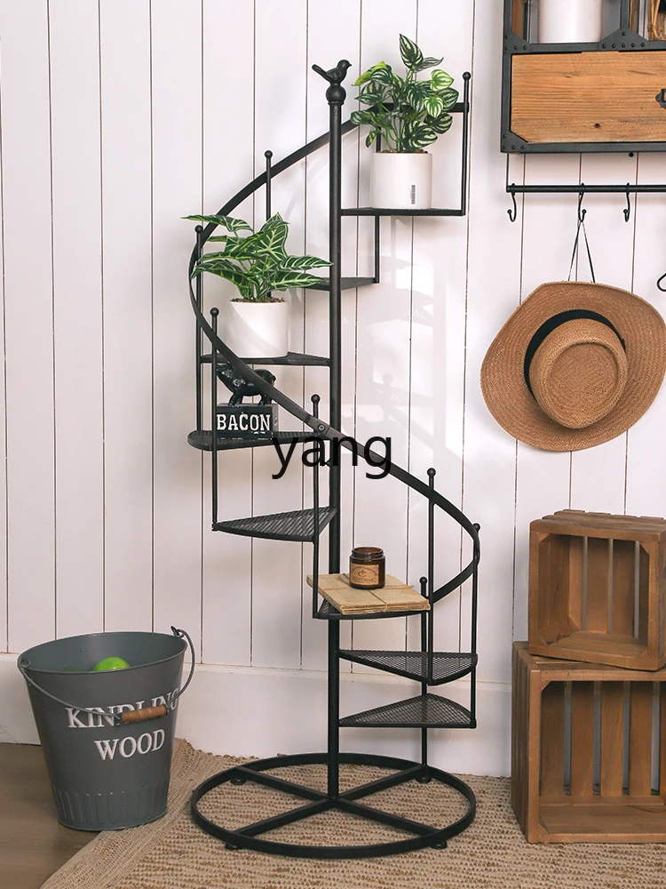 YHM staircase flower stand storage succulent flower pot wrought iron multi-layer three-dimensional