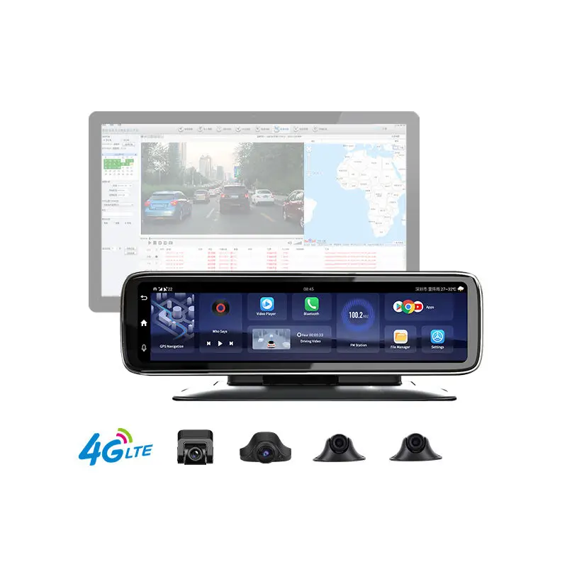 360 درجة لوحة القيادة البانورامية جهاز تسجيل فيديو رقمي للسيارات داش كام 4CH كاميرات مسجل 12 "شاشة تعمل باللمس أندرويد مرآة الرؤية الخلفية 4G GPS ADAS WIFI #2